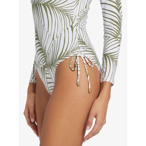 Roxy Warm Sand Long Sleeve One Piece Swimsuit in Palm Tree Dreams Size Large - Picture 3 of 13
